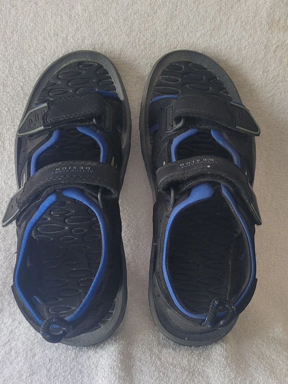 Men's Active Sport Design Sandals Black/Blue Adjustable Velco S 8 (bin 2)